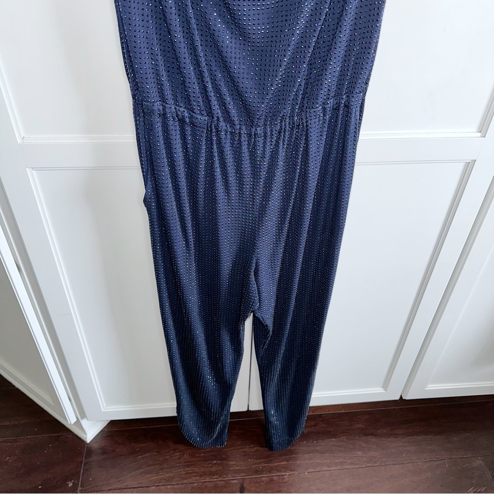 Grayse Jumpsuit Diamond Pave Cowl Neck Navy Stud Large CottageCore Y2K Glam - Picture 5 of 15
